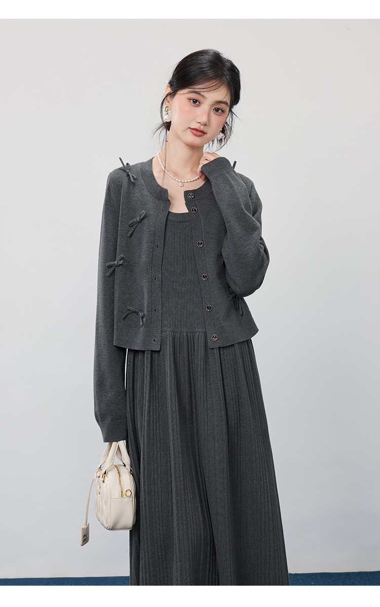 中大尺碼胖mm長裙針織開襟衫外套套裝2025穿搭洋裝兩件套裝