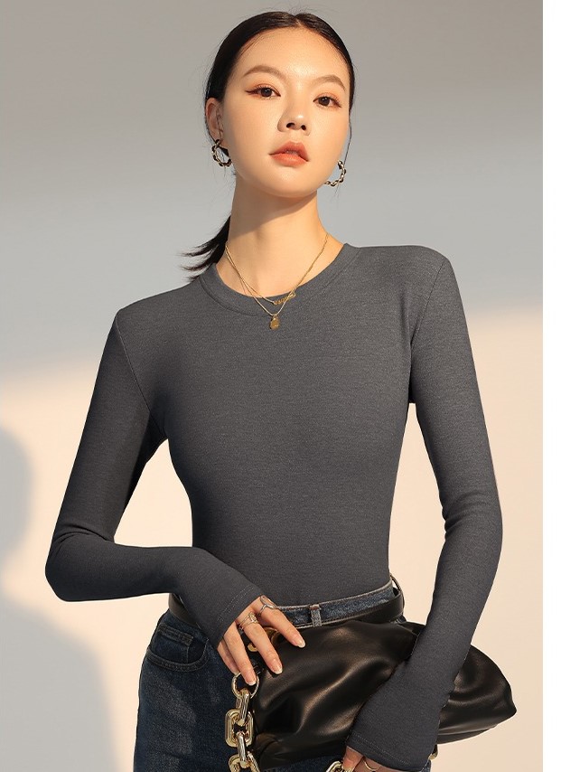 雙面德絨圓領打底衫內搭加絨保暖上衣