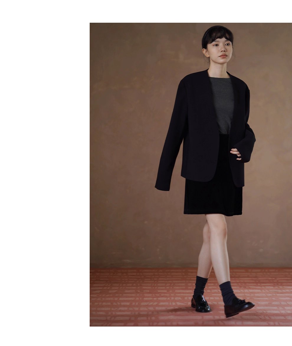 簡約時尚知識分子西裝寬鬆輪廓顯瘦V領高智感氣場外套女