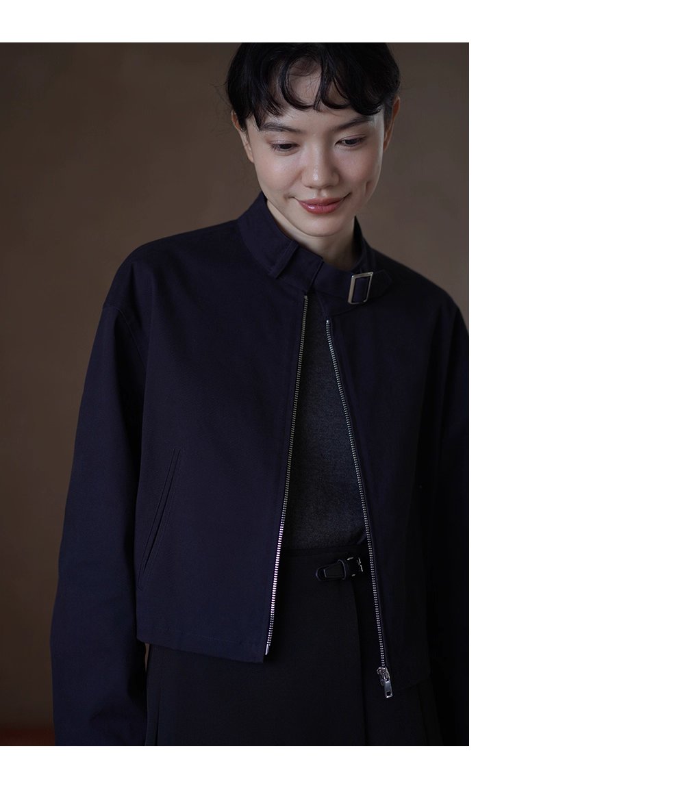 簡約騎士夾克立領日字袢小個子短款寬鬆落肩顯瘦外套女