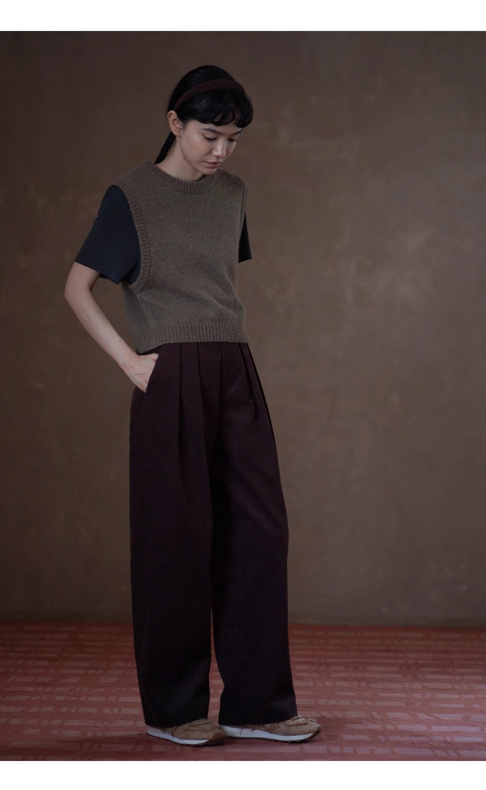 輕柔保暖羊絨羊駝綿羊優質搭配比圓領短版疊穿毛衣背心