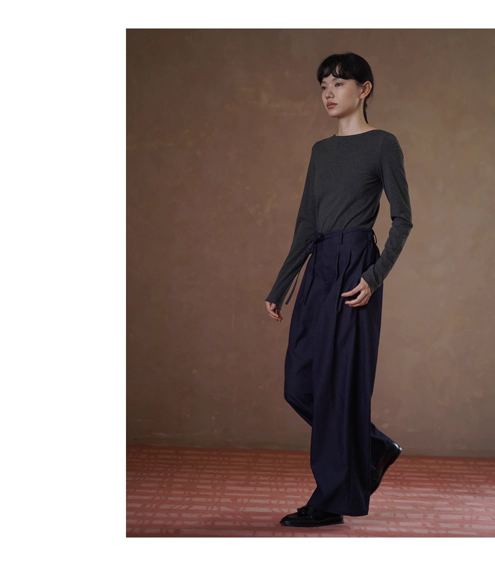 基礎時髦法則不挑人顯瘦版型遮肉寬鬆闊腿高腰牛仔長褲