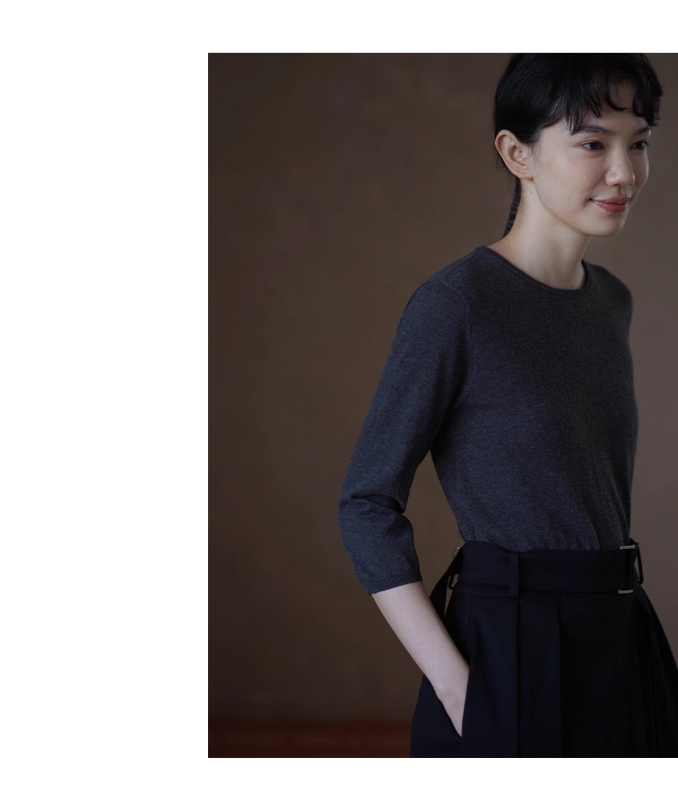 簡約仙品內搭羊毛混紡輕薄合身柔軟親膚圓領針織上衣女