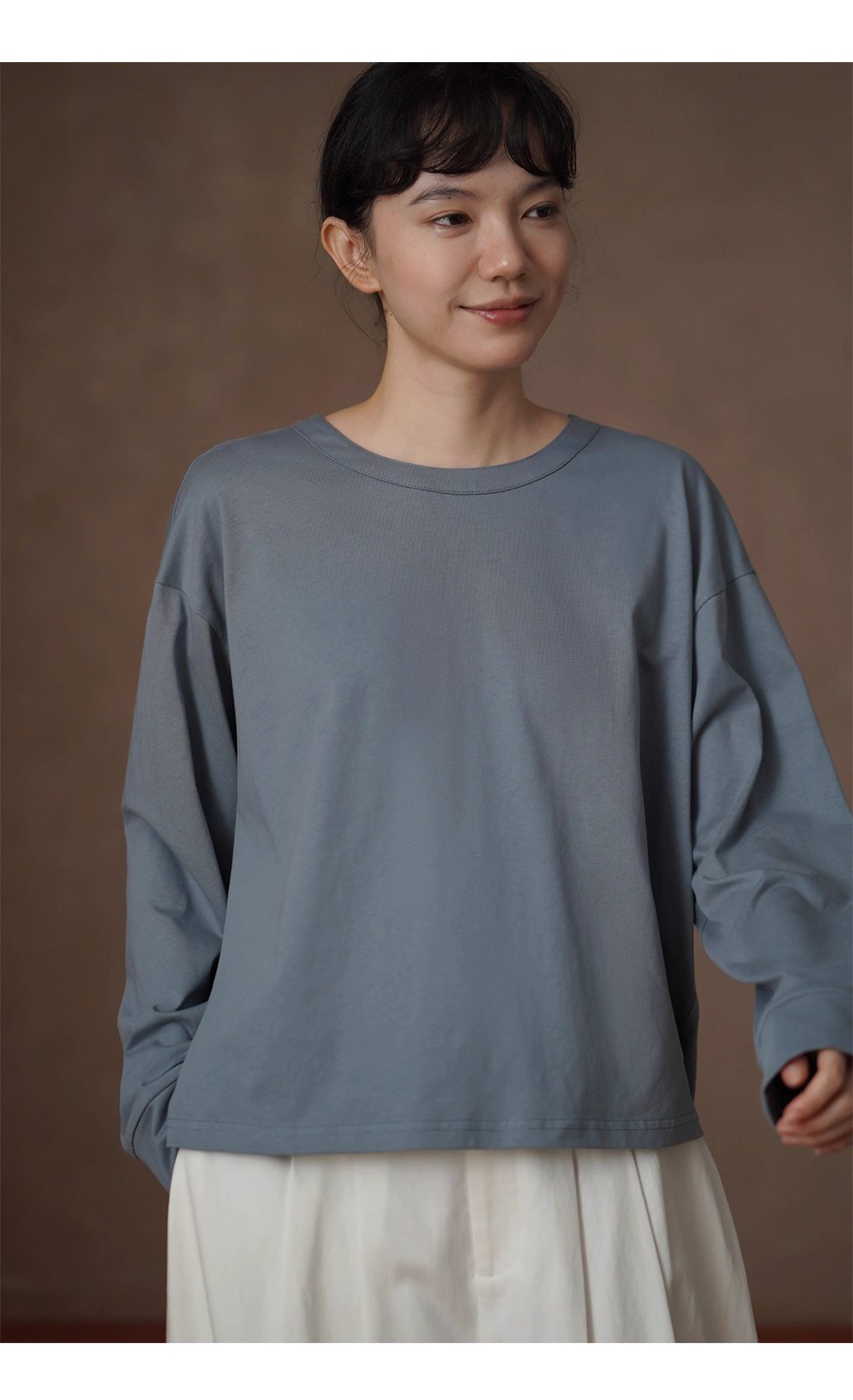 挺闊水洗100棉擦絨手感寬鬆後領口紐扣顯瘦百搭長袖上衣