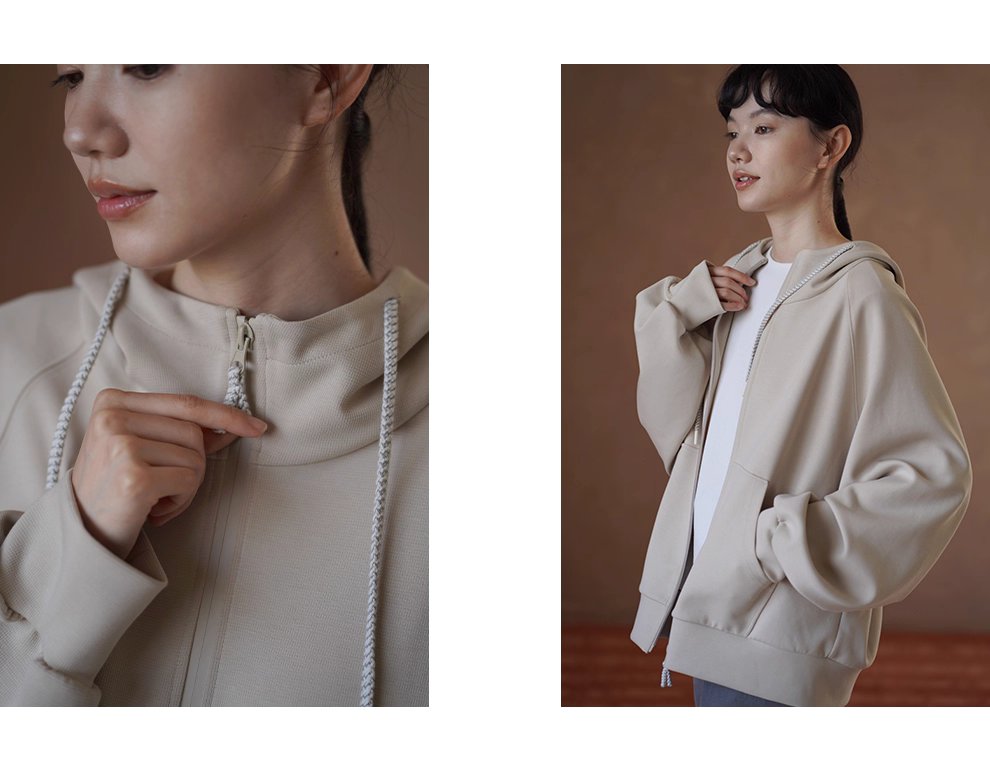 細節控柔軟起司衛衣休閒寬鬆暗格肌理棉感顯瘦連帽外套