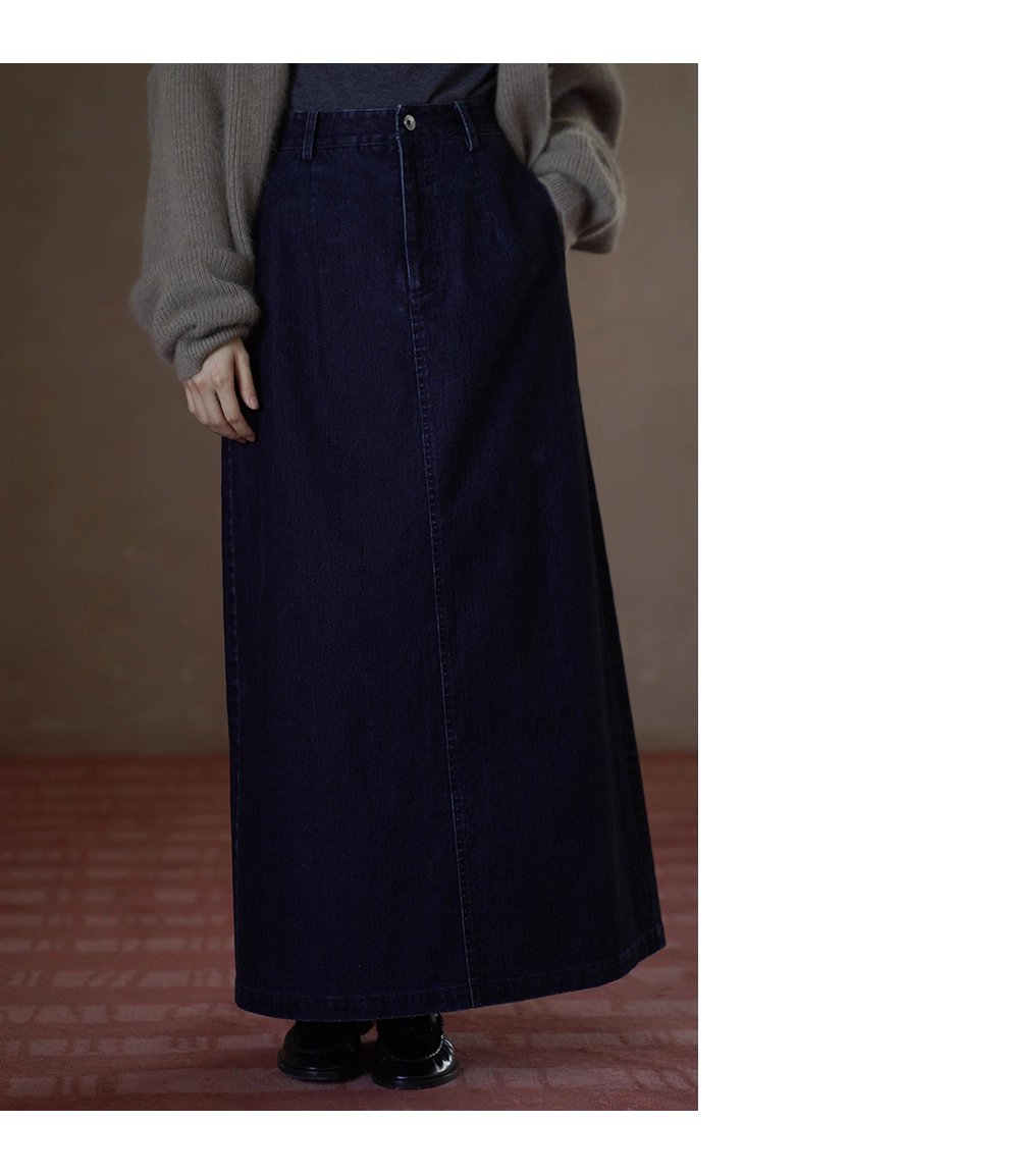 復古時髦做舊磨毛牛仔長款半身裙高腰微A寬鬆顯瘦裙子