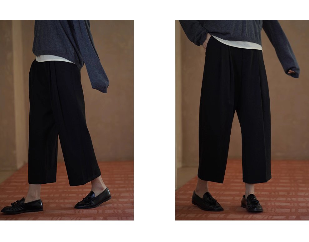 紳士通勤西裝褲俐落剪裁簡約法式高腰顯瘦錐形九分褲女