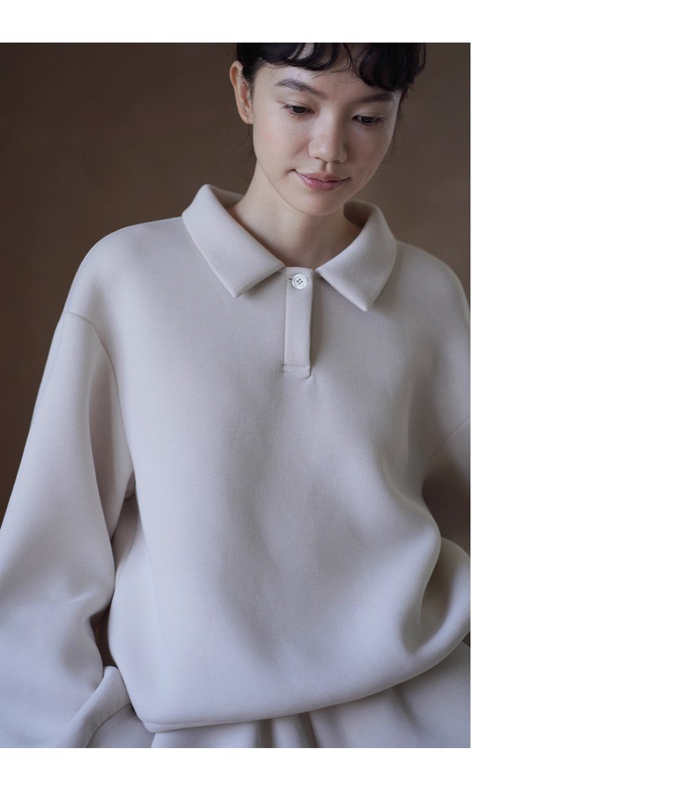 綿軟暖糯衛衣套裝寬鬆落肩Polo領顯瘦上衣鬆緊高腰短褲