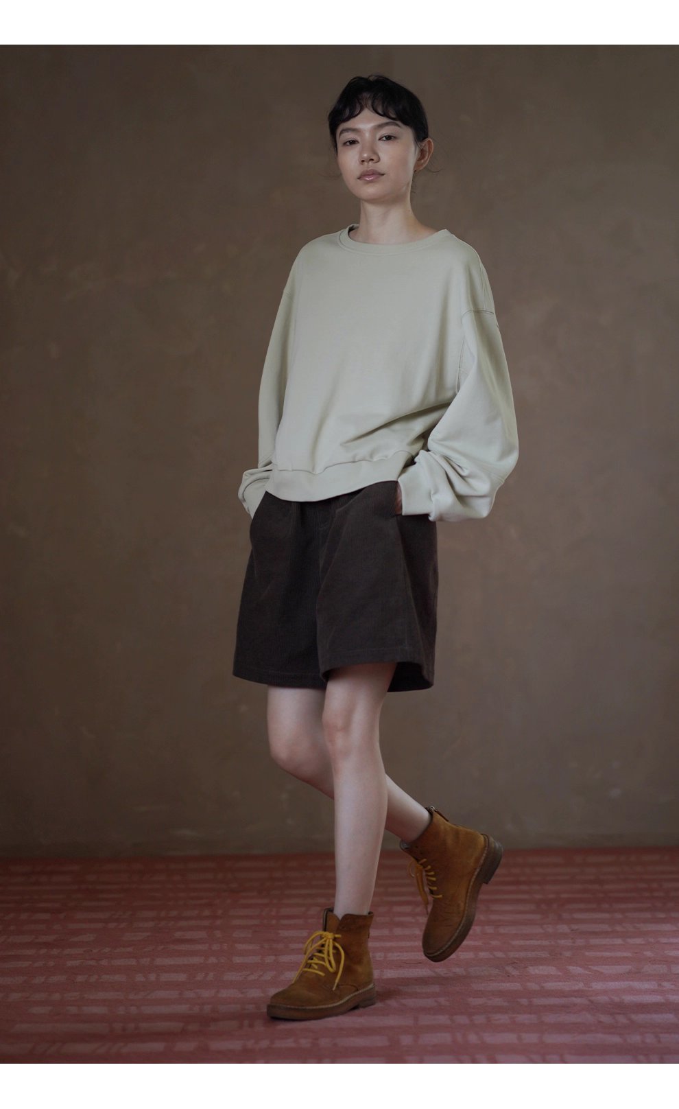 青芒椰椰衛衣寬鬆落肩長袖圓領顯瘦軟糯棉感休閒上衣女