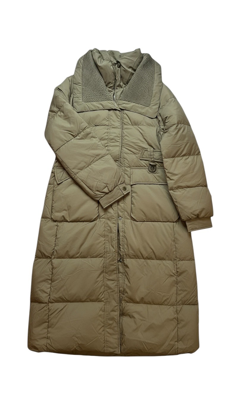 收腰顯瘦保暖白鴨絨大翻領百搭羽絨服中長款外套