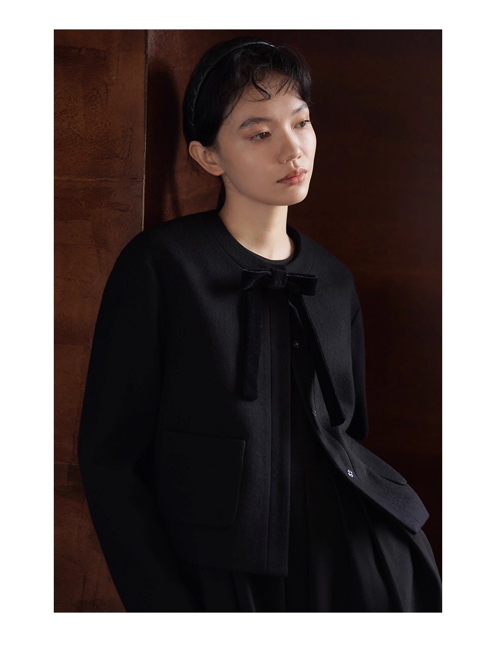 少女祈禱外套可拆式絲絨蝴蝶高含量羊毛短版正肩西裝女