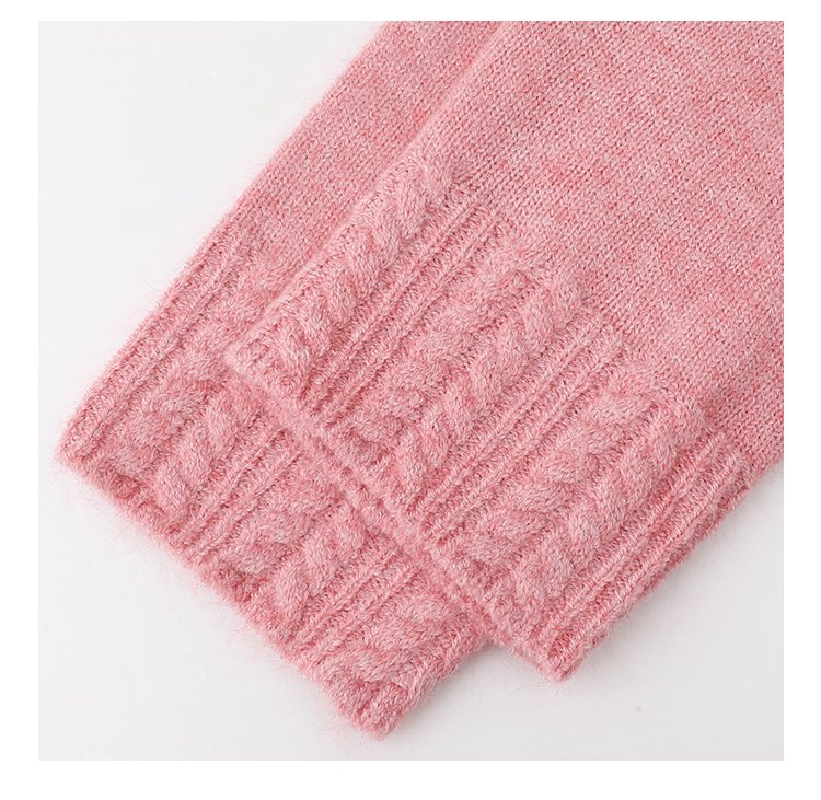 少女感粉紅花朵毛衣開襟女秋季新款寬鬆長袖上衣