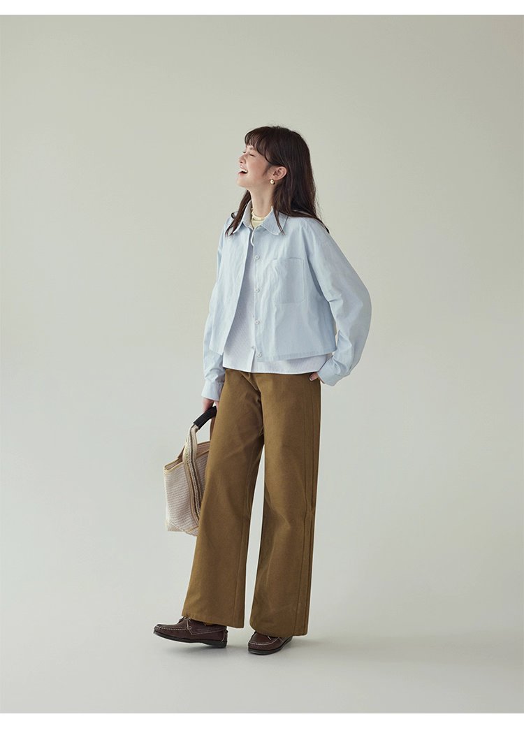 藍色假兩件外套襯衫女秋季超好看單排扣長袖上衣,藍色假兩件外套襯衫女秋季超好看單排扣長袖上衣,HBEW5073,藍色假兩件外套襯衫女秋季超好看單排扣長袖上衣,假兩件式,造型加分