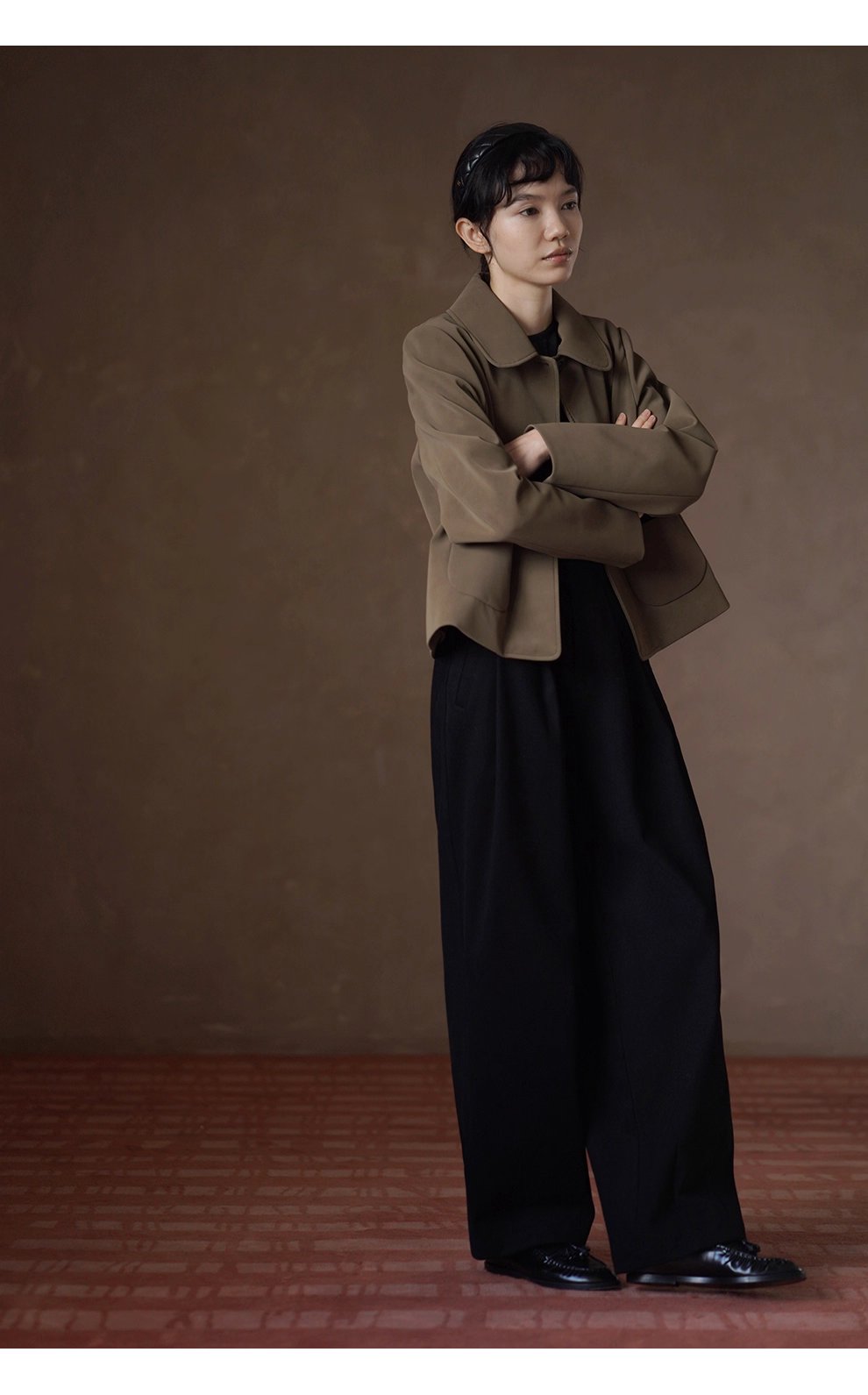 低調霧面紗卡品質長褲可調式褲袢高腰寬鬆顯瘦直筒褲女