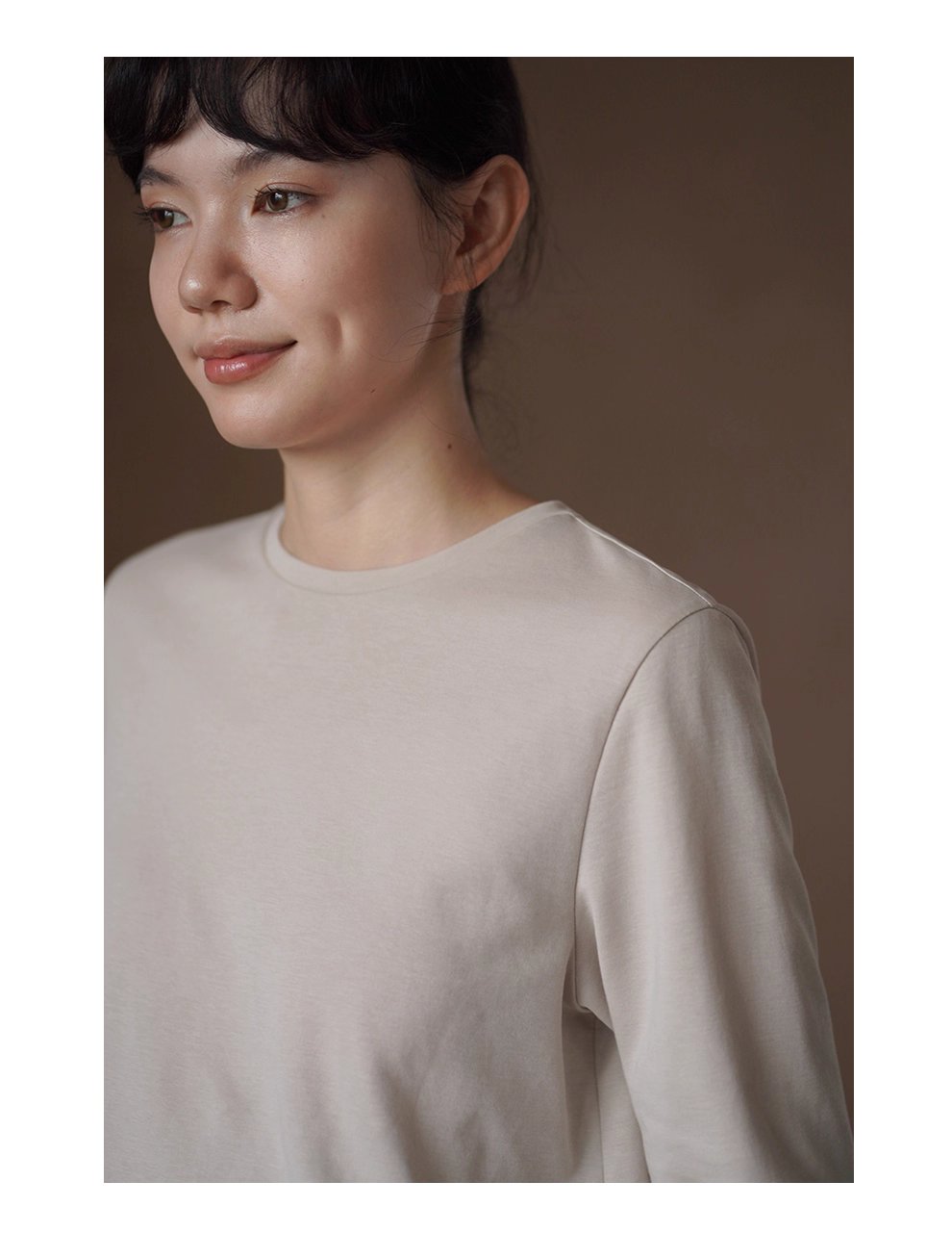 強包容配色基本款內搭可調式連結袖口圓領寬鬆T恤上衣女