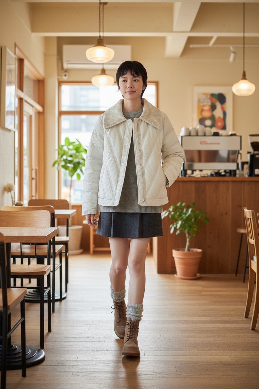 輕盈款白鴨絨輕薄大朵絨斜紋針織翻領羽絨衣外套