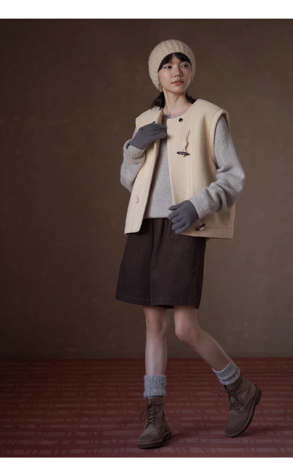 細膩如絲進口羊駝毛羊毛混紡柔軟蓬鬆圓領寬鬆顯瘦毛衣