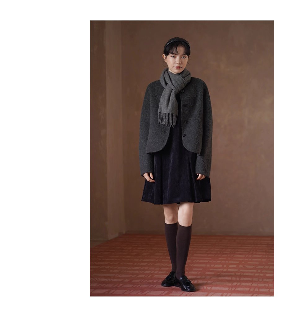 850g羊駝綿羊毛重磅雙面呢絨感寬鬆通勤顯瘦保暖外套女
