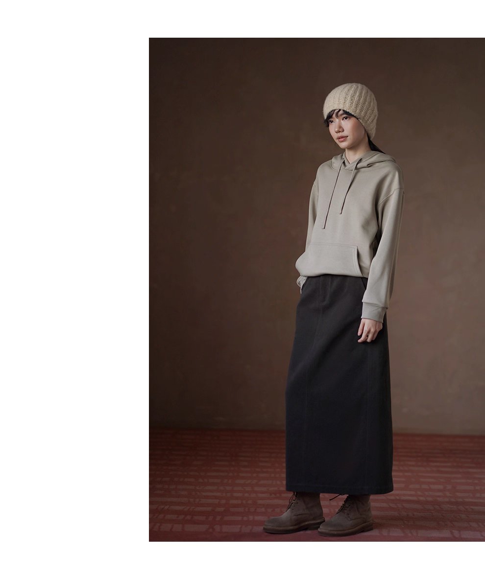 極簡H型通勤半身裙微彈斜紋磨毛紗卡高腰顯瘦長裙女