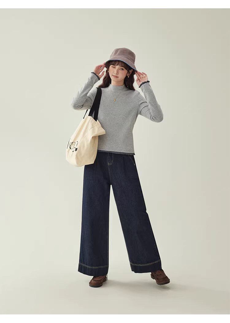 拼接螺紋邊半高領厚T恤女冬季新款灰色內搭上衣,拼接螺紋邊半高領厚T恤女冬季新款灰色內搭上衣,HBEW1143,拼接螺紋邊半高領厚T恤女冬季新款灰色內搭上衣,半高領,舒適面料