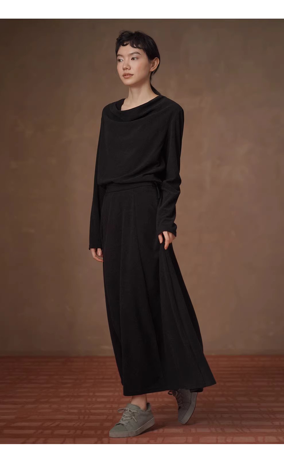 素描畫室鬆弛感蕩領長袖套裝軟糯顯瘦大裙擺通勤半裙女,素描畫室鬆弛感蕩領長袖套裝軟糯顯瘦大裙擺通勤半裙女,HBEW7062,素描畫室鬆弛感蕩領長袖套裝軟糯顯瘦大裙擺通勤半裙女,兩件式套裝,蕩領設計