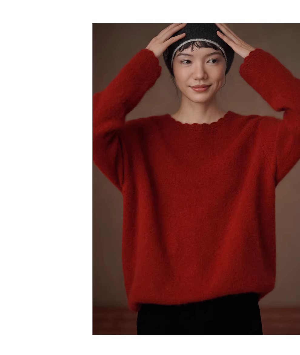 冬天限定細膩手工鉤花領口寬鬆顯瘦內搭羊毛混紡毛衣女,冬天限定細膩手工鉤花領口寬鬆顯瘦內搭羊毛混紡毛衣女,HBEW1172,冬天限定細膩手工鉤花領口寬鬆顯瘦內搭羊毛混紡毛衣女,花邊領口,羊毛混紡