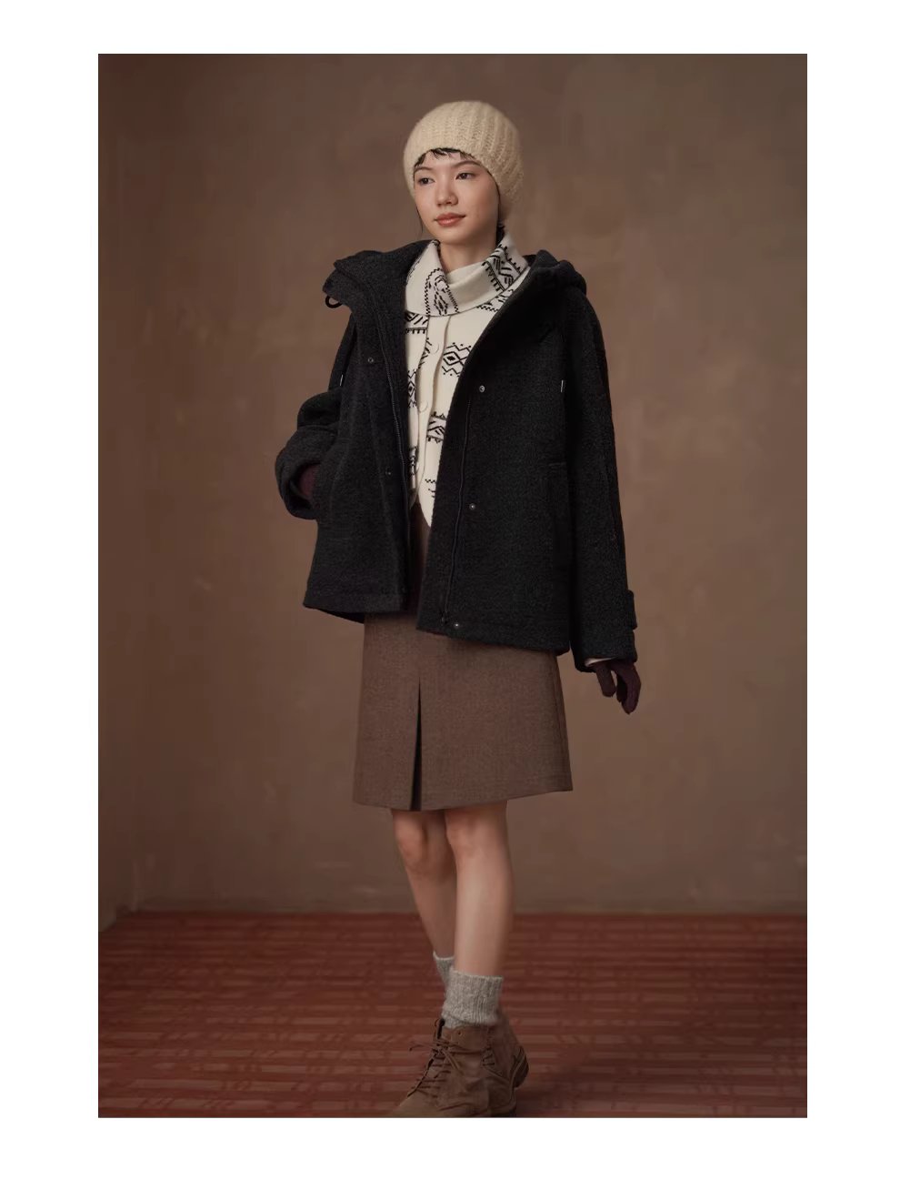 北歐風加厚保暖綿羊毛混紡呢料立體挺括連帽休閒外套女,北歐風加厚保暖綿羊毛混紡呢料立體挺括連帽休閒外套女,HBEW5122,北歐風加厚保暖綿羊毛混紡呢料立體挺括連帽休閒外套女,連帽立領,羊毛混紡