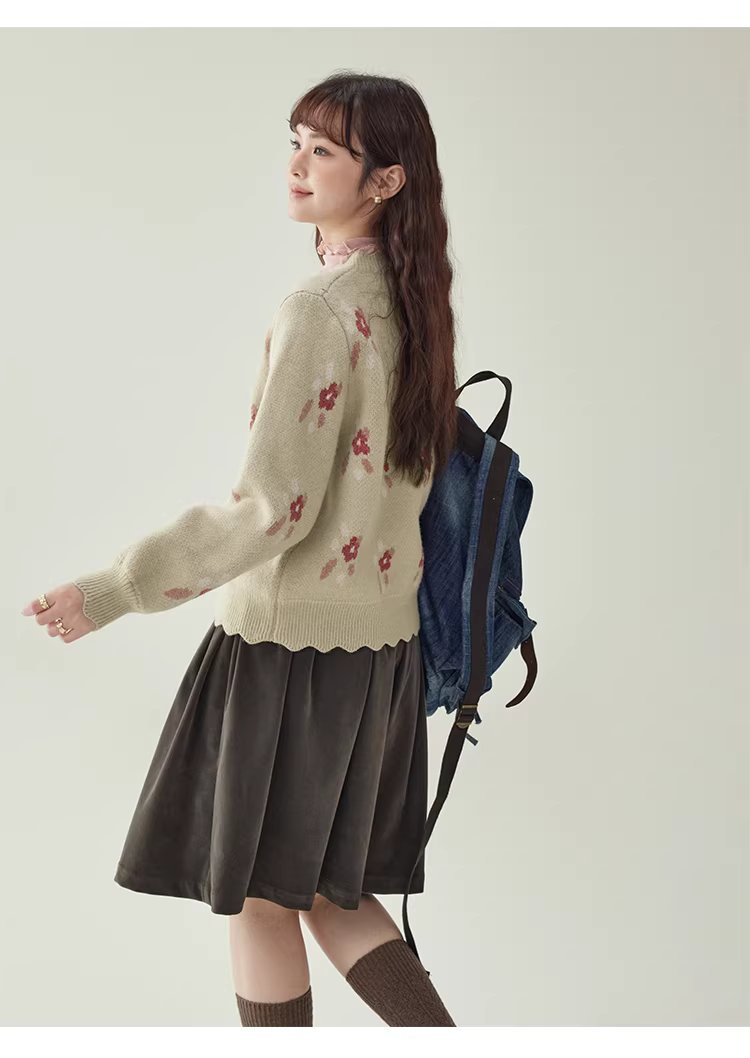 漸層小花加厚毛衣開襟衫女冬季新款蕾絲單排扣上衣,漸層小花加厚毛衣開襟衫女冬季新款蕾絲單排扣上衣,HBEW1196,漸層小花加厚毛衣開襟衫女冬季新款蕾絲單排扣上衣,花邊衣襬,小花針織