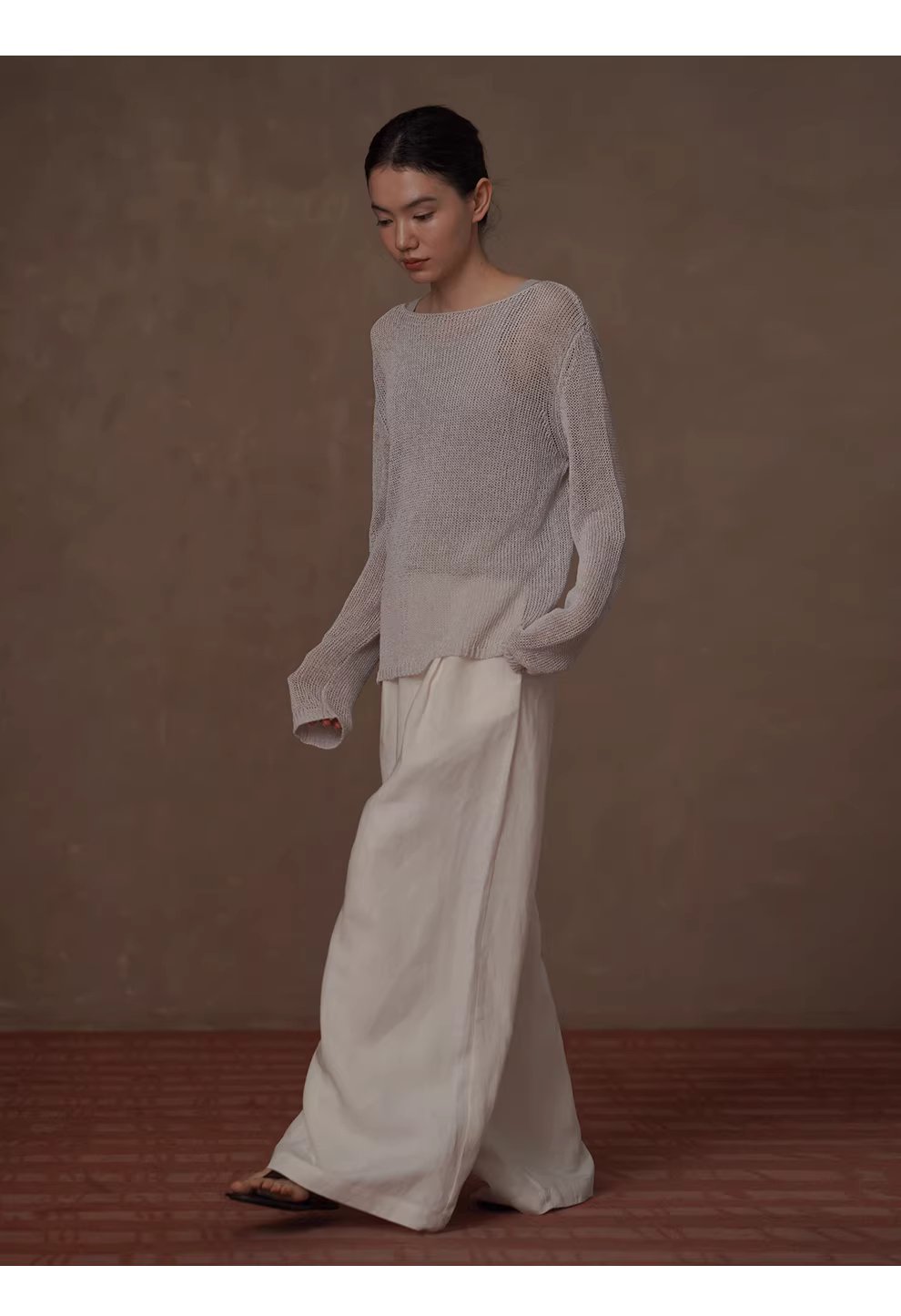 朦朧水霧進口及紙紗透氣針織紙片人寬鬆顯瘦一字領罩衫,朦朧水霧進口及紙紗透氣針織紙片人寬鬆顯瘦一字領罩衫,HBFS1014,朦朧水霧進口及紙紗透氣針織紙片人寬鬆顯瘦一字領罩衫,舒適透氣,寬鬆顯瘦