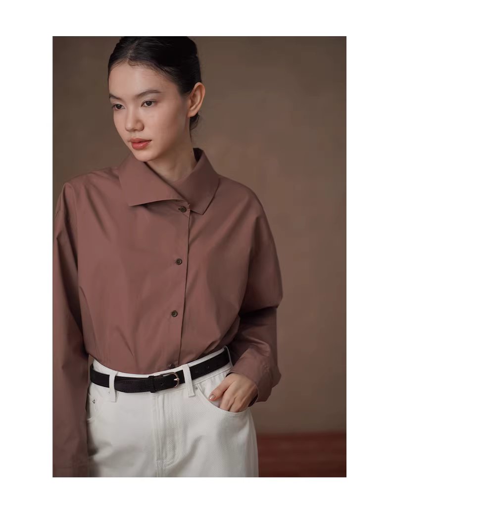 突破基礎大翻領復古寬鬆顯瘦襯衫挺括透氣100棉通勤外套,突破基礎大翻領復古寬鬆顯瘦襯衫挺括透氣100棉通勤外套,HBFS5003,突破基礎大翻領復古寬鬆顯瘦襯衫挺括透氣100棉通勤外套,純棉親膚,版型舒適