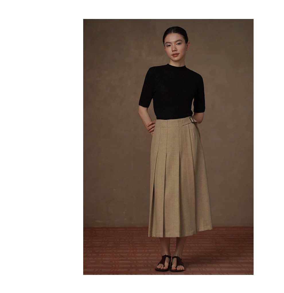 春意濃A字高腰半身裙高支高密挺括立體壓褶顯瘦學院裙,春意濃A字高腰半身裙高支高密挺括立體壓褶顯瘦學院裙,HBFS2007,春意濃A字高腰半身裙高支高密挺括立體壓褶顯瘦學院裙,抗皺耐磨,雅麻紋理