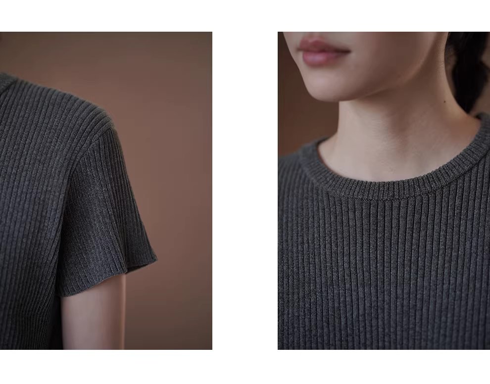 綿軟龍井酥雪尼爾紗線粗坑條肌理感短袖圓領彈力顯瘦T恤,綿軟龍井酥雪尼爾紗線粗坑條肌理感短袖圓領彈力顯瘦T恤,HBFS1036,綿軟龍井酥雪尼爾紗線粗坑條肌理感短袖圓領彈力顯瘦T恤,軟糯親膚,坑條彈性