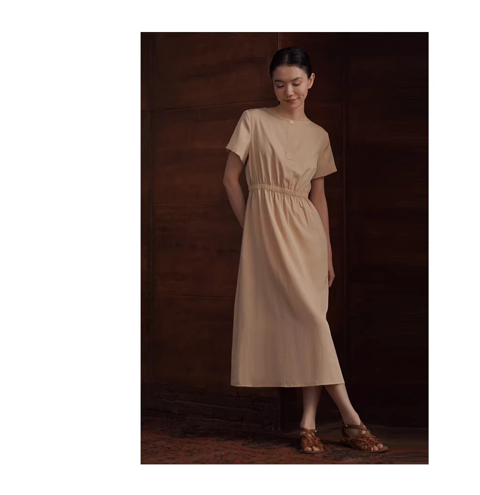 溫柔淡人洋裝顯瘦垂感簡約A字收腰短袖不挑人通勤洋裝,溫柔淡人洋裝顯瘦垂感簡約A字收腰短袖不挑人通勤洋裝,HBFS7013,溫柔淡人洋裝顯瘦垂感簡約A字收腰短袖不挑人通勤洋裝,柔滑啞光,優雅設計