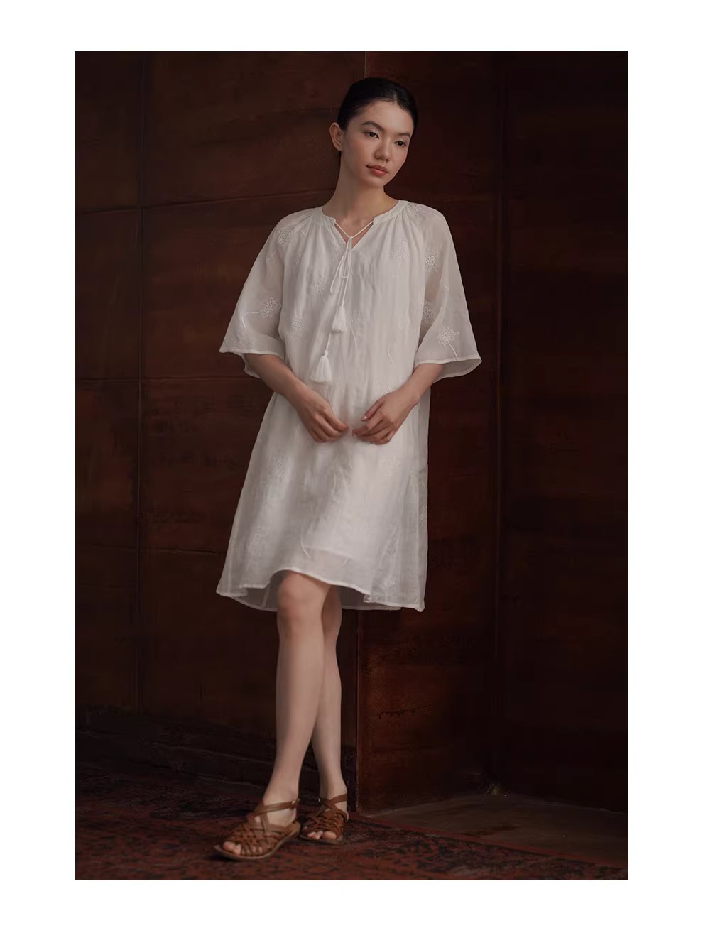 夏日蒲公英訂製全苧麻繡花流蘇繫帶寬鬆度假風洋裝女,夏日蒲公英訂製全苧麻繡花流蘇繫帶寬鬆度假風洋裝女,HBFS7014,夏日蒲公英訂製全苧麻繡花流蘇繫帶寬鬆度假風洋裝女,材質獨特,細膩繡花