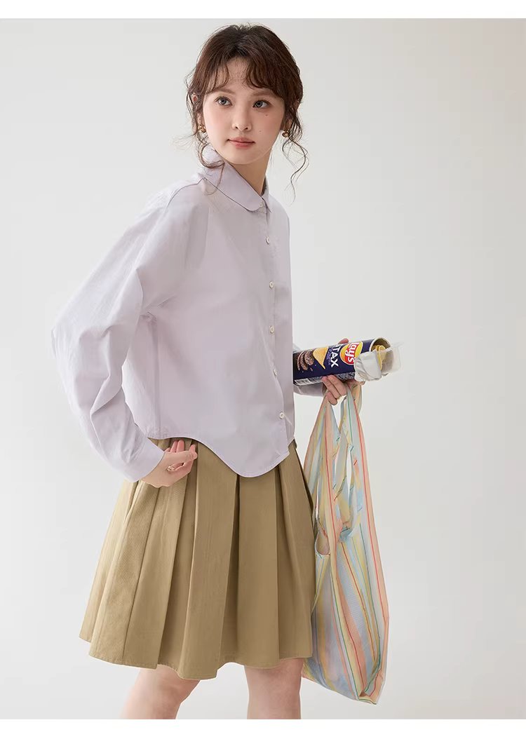 弧形擺娃娃領紫色襯衫女26春季新款減齡長袖上衣,弧形擺娃娃領紫色襯衫女26春季新款減齡長袖上衣,HBFS1046,弧形擺娃娃領紫色襯衫女26春季新款減齡長袖上衣,娃娃領,天絲混棉