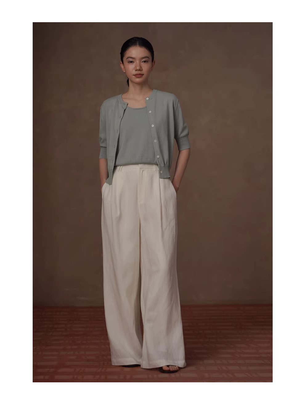 明朗輕鹽系100棉針織寬鬆顯瘦開襟衫背心休閒減齡兩件女,明朗輕鹽系100棉針織寬鬆顯瘦開襟衫背心休閒減齡兩件女,HBFS1057,明朗輕鹽系100棉針織寬鬆顯瘦開襟衫背心休閒減齡兩件女,鹽系穿搭,全棉面料