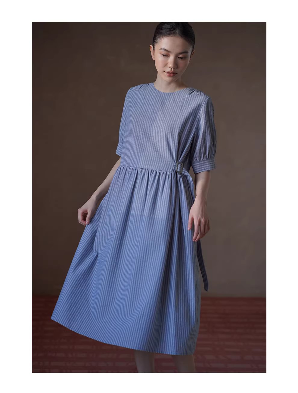 海上環遊記洋裝清新顯瘦豎條紋圓領短袖遮肉長裙,海上環遊記洋裝清新顯瘦豎條紋圓領短袖遮肉長裙,HBFS7023,海上環遊記洋裝清新顯瘦豎條紋圓領短袖遮肉長裙,純棉親膚,簡約慵懶