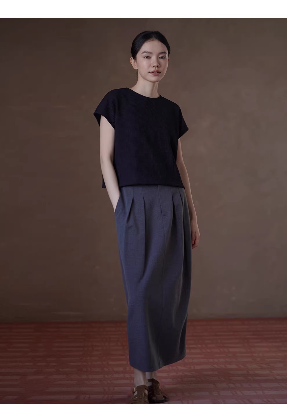 極簡的舒適感華夫格肌理連肩袖設計寬鬆挺括顯瘦通勤T恤,極簡的舒適感華夫格肌理連肩袖設計寬鬆挺括顯瘦通勤T恤,HBFS1069,極簡的舒適感華夫格肌理連肩袖設計寬鬆挺括顯瘦通勤T恤,舒適華夫格,連肩設計