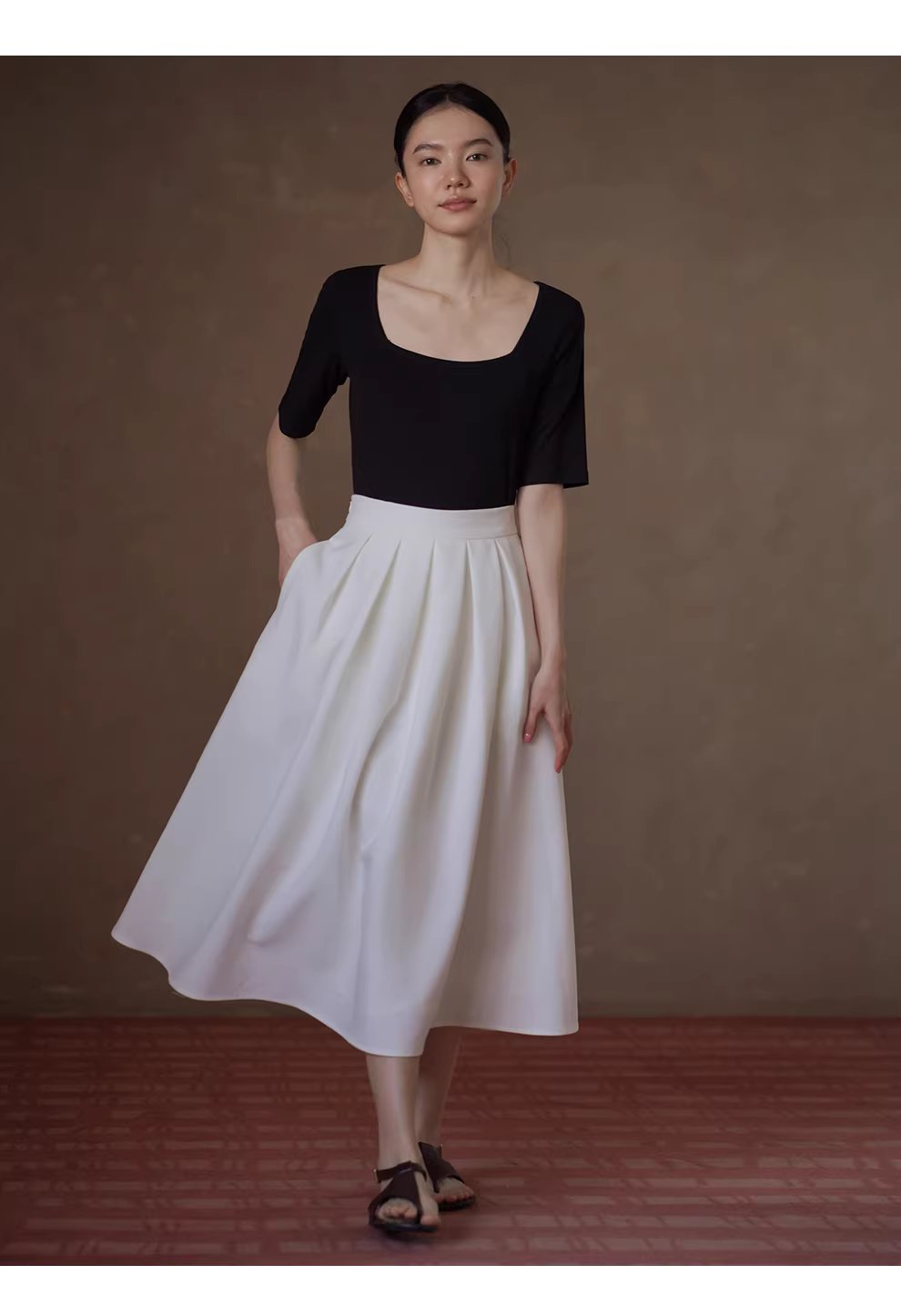 優雅小白花立體廓形顯瘦壓褶高腰蓬蓬通勤輕盈半身裙女,優雅小白花立體廓形顯瘦壓褶高腰蓬蓬通勤輕盈半身裙女,HBFS2015,優雅小白花立體廓形顯瘦壓褶高腰蓬蓬通勤輕盈半身裙女,舒適彈性,空氣感裙擺