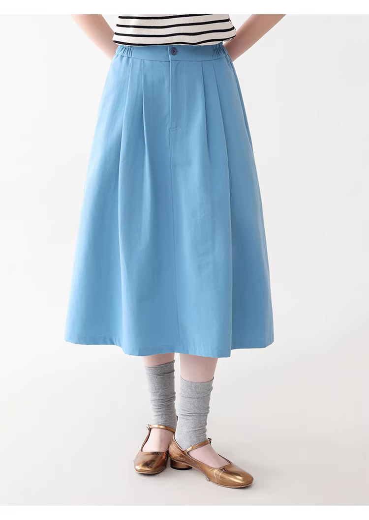 藍色側邊收腰口袋半身裙女夏新款壓褶中長裙傘裙,藍色側邊收腰口袋半身裙女夏新款壓褶中長裙傘裙,HBFS2016,藍色側邊收腰口袋半身裙女夏新款壓褶中長裙傘裙,高腰壓摺,傘狀長裙