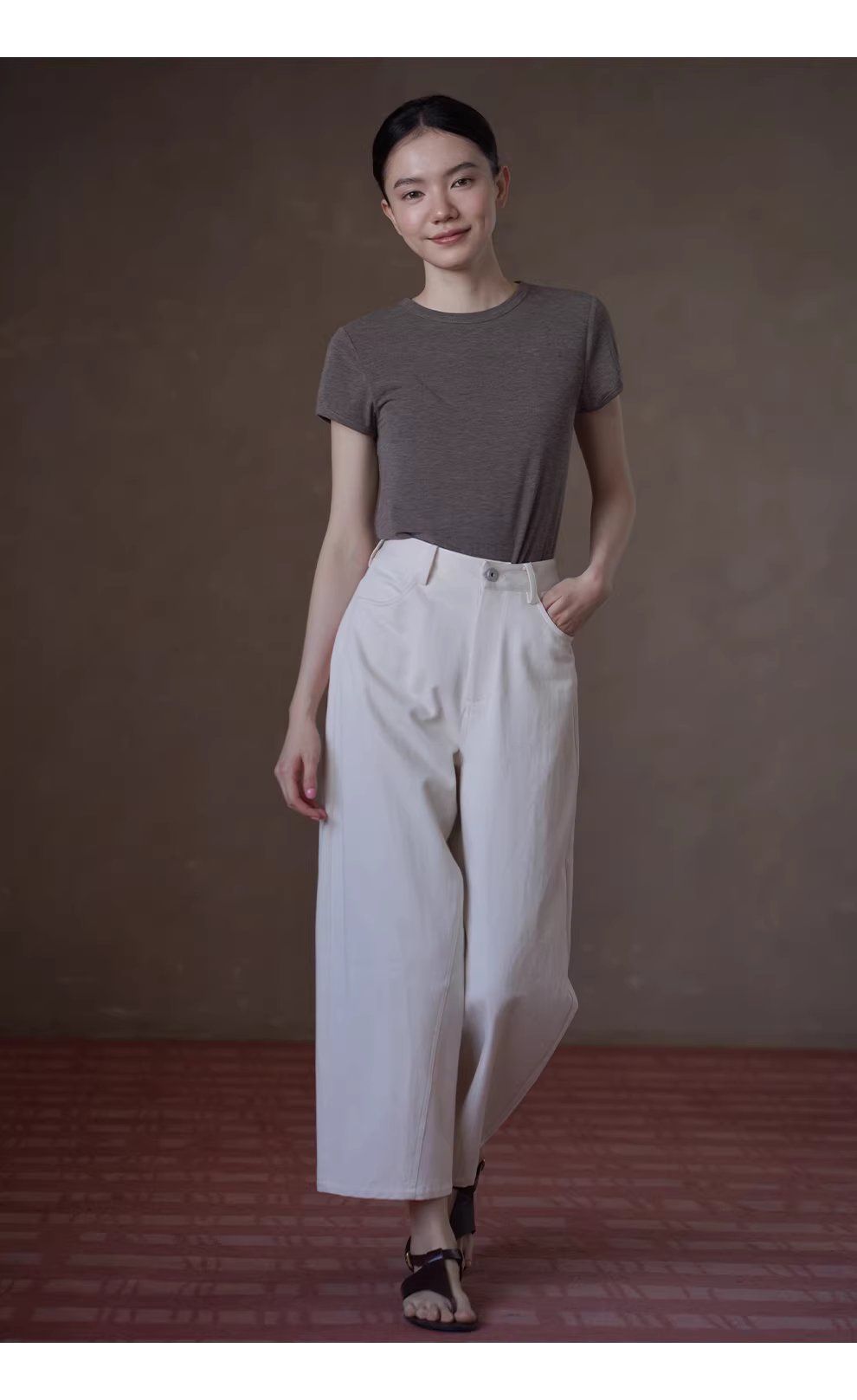 回暖春日高支棉麻混紡斜紋肌理高腰直筒顯瘦八分褲子女,回暖春日高支棉麻混紡斜紋肌理高腰直筒顯瘦八分褲子女,HBFS3023,回暖春日高支棉麻混紡斜紋肌理高腰直筒顯瘦八分褲子女,柔軟挺版,直筒修身