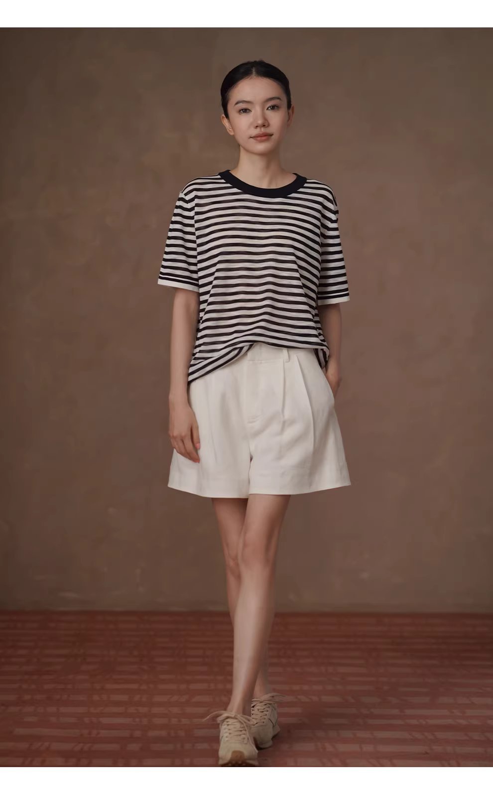 長期極簡主義條紋寬鬆短袖1/32支竹節麻輕薄針織上衣女,長期極簡主義條紋寬鬆短袖1/32支竹節麻輕薄針織上衣女,HBFS1094,長期極簡主義條紋寬鬆短袖1/32支竹節麻輕薄針織上衣女,清爽舒適,寬鬆百搭