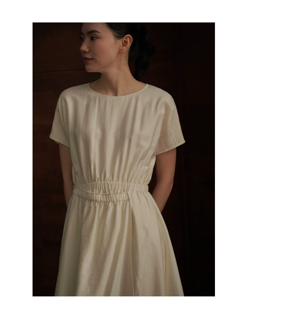 柔月光設計感纏繞式層次感鬆緊高腰圓領顯瘦洋裝女,柔月光設計感纏繞式層次感鬆緊高腰圓領顯瘦洋裝女,HBFS7044,柔月光設計感纏繞式層次感鬆緊高腰圓領顯瘦洋裝女,天絲涼感,腰腹鬆緊