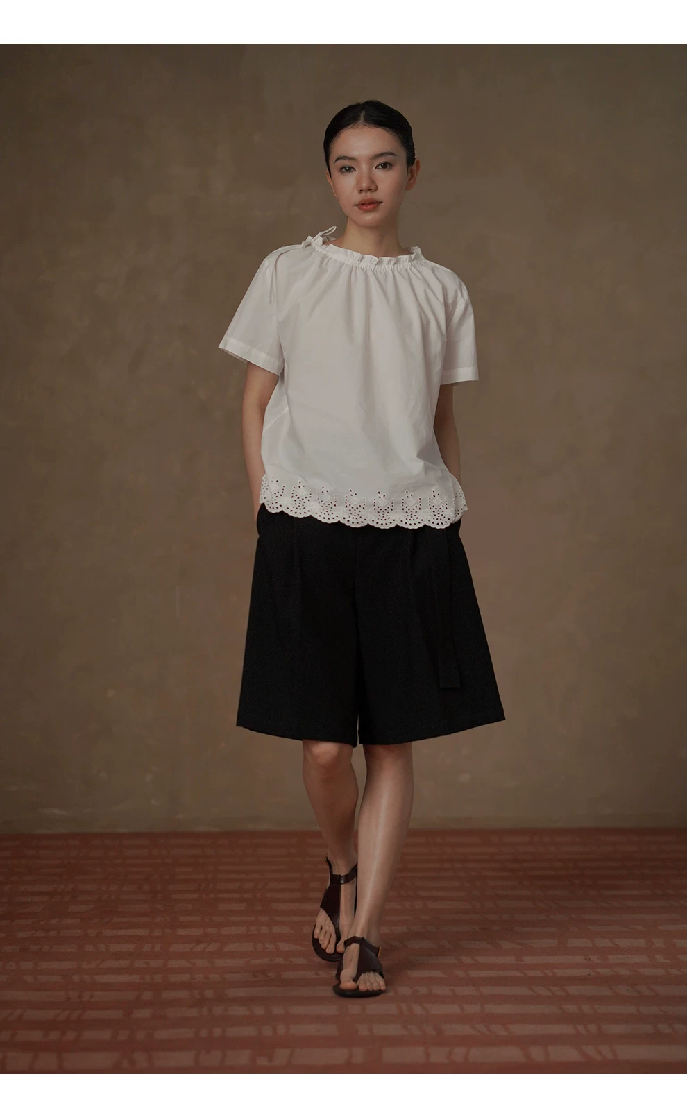 訂製法式刺繡下擺100棉抽繩繫帶領口多穿寬鬆短袖襯衫女,訂製法式刺繡下擺100棉抽繩繫帶領口多穿寬鬆短袖襯衫女,HBFS1096,訂製法式刺繡下擺100棉抽繩繫帶領口多穿寬鬆短袖襯衫女,純棉舒適,法式慵懶