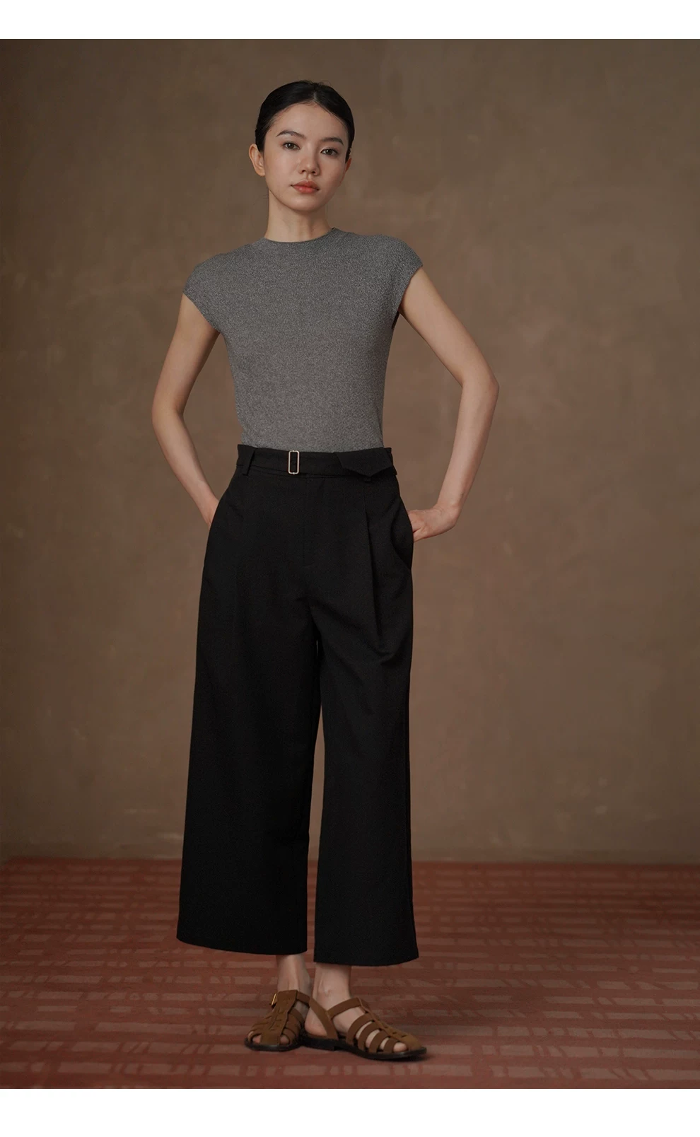 顯瘦亟需不挑人俐落簡約寬鬆高腰袋蓋通勤八分寬褲女,顯瘦亟需不挑人俐落簡約寬鬆高腰袋蓋通勤八分寬褲女,HBFS3025,顯瘦亟需不挑人俐落簡約寬鬆高腰袋蓋通勤八分寬褲女,親膚耐洗,調節腰圍