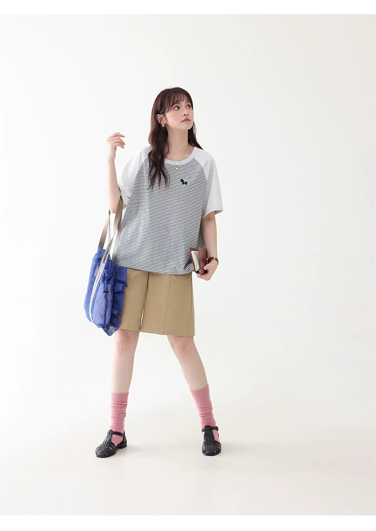 日繫條紋插肩袖小馬T恤女夏季新款寬鬆顯瘦上衣,HBFS1101,日繫條紋插肩袖小馬T恤女夏季新款寬鬆顯瘦上衣,橫紋設計,寬鬆舒適,插肩袖