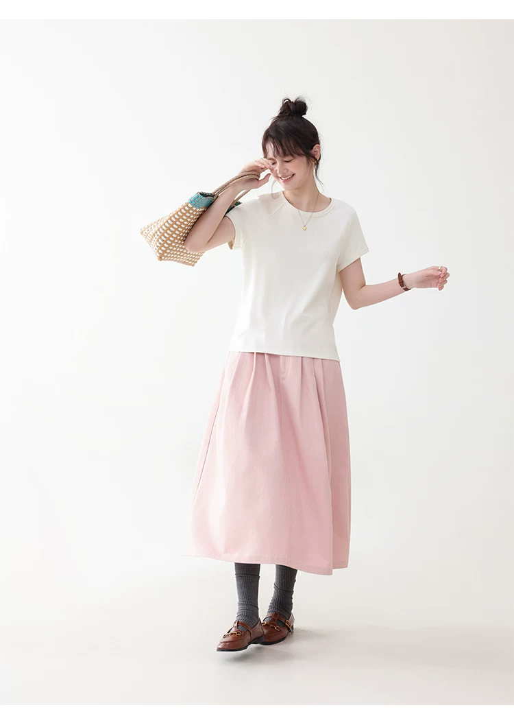 粉紅色中高腰壓褶牛仔半身裙女夏季新款純棉中長裙,粉紅色中高腰壓褶牛仔半身裙女夏季新款純棉中長裙,HBFS2020,粉紅色中高腰壓褶牛仔半身裙女夏季新款純棉中長裙,高腰壓摺,全棉面料