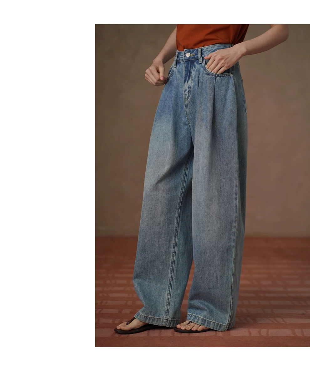 美式復古回潮柔軟水洗寬鬆立體顯瘦剪裁慵懶高腰牛仔褲,美式復古回潮柔軟水洗寬鬆立體顯瘦剪裁慵懶高腰牛仔褲,HBFS3029,美式復古回潮柔軟水洗寬鬆立體顯瘦剪裁慵懶高腰牛仔褲,硬挺適中,闊腿慵懶