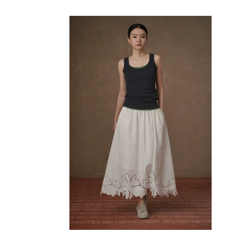 假日漫步定位刺繡蕾絲高支棉鬆緊腰頭長款顯瘦半身裙女,假日漫步定位刺繡蕾絲高支棉鬆緊腰頭長款顯瘦半身裙女,HBFS2022,假日漫步定位刺繡蕾絲高支棉鬆緊腰頭長款顯瘦半身裙女,純棉親膚,A字修身