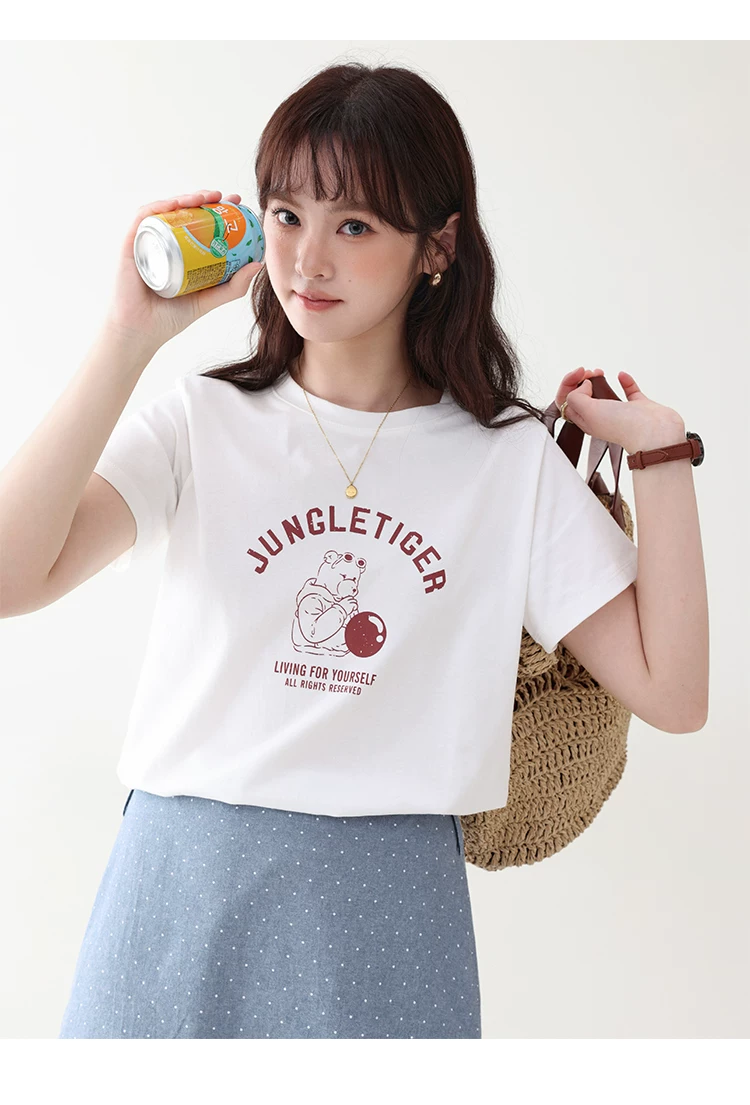 卡通印花寬鬆純棉短袖T恤女夏新款時尚百搭圓領上衣,卡通印花寬鬆純棉短袖T恤女夏新款時尚百搭圓領上衣,HBFS1114,卡通印花寬鬆純棉短袖T恤女夏新款時尚百搭圓領上衣,童趣印花,全棉面料